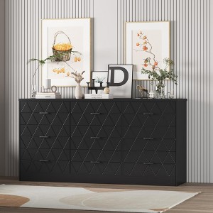 White 63" 9-Drawer Dresser with Power Outlet - Modern Storage Furniture for Bedroom, Living Room, Hallway, or Office - 1 of 4