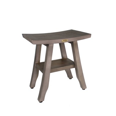 CoastalVogue 18" Satori GR167 Wide Teak Shower Bench with Shelf