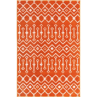 4' x 6' Orange Synthetic Trellis Indoor Area Rug