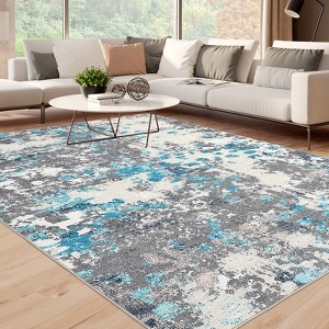 Washable Modern Abstract Living Room Rugs, Soft Non Slip Low Pile Floor Carpet for Bedroom Dining Room Office - 1 of 4