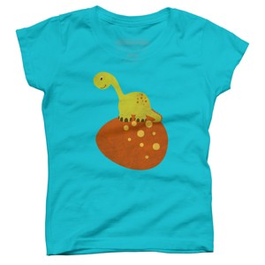 Girl's Design By Humans Happy Cute Dino By parjono T-Shirt - 1 of 3