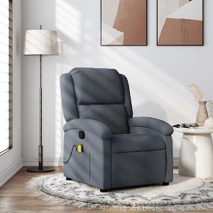 vidaXL Massage Recliner Chair Dark Gray Velvet - 1 of 4