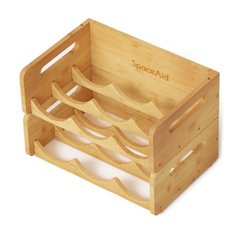 Spaceaid Bamboo Water Bottle Organizer With Labels For Kitchen And ...