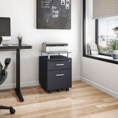 Anybear Rolling File Cabinet with Glass Top