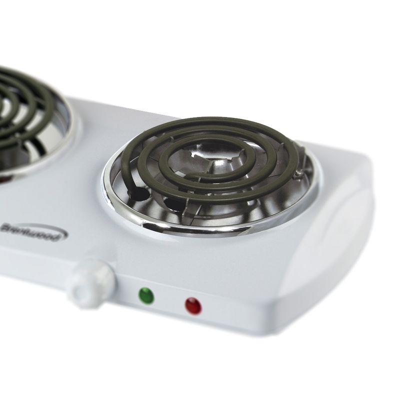 Brentwood Electric 1500W Double Burner Spiral White, 3 of 5
