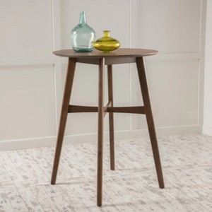 42'' Mid-Century Round Bar Table with Tapered Rubberwood Legs and Space-Saving Design for Kitchen or Dining-The Pop Home - 1 of 4