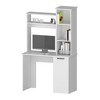 Vynxaria White 3-Tier Storage Shelves Computer Desk with Hutch - 4 of 4