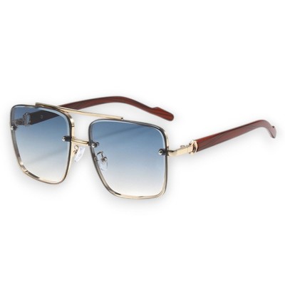 Anna-Kaci Men's Classic Versatile Imitation Wood Grain Leg Fashionable UV400 Sunglasses