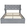 CAVINAS Full Bed Frame with LED,Upholstered Bed with 4 Under-bed Portable Storage Drawers,Platform Beds with Wings Headboard for Bedroom - 4 of 4