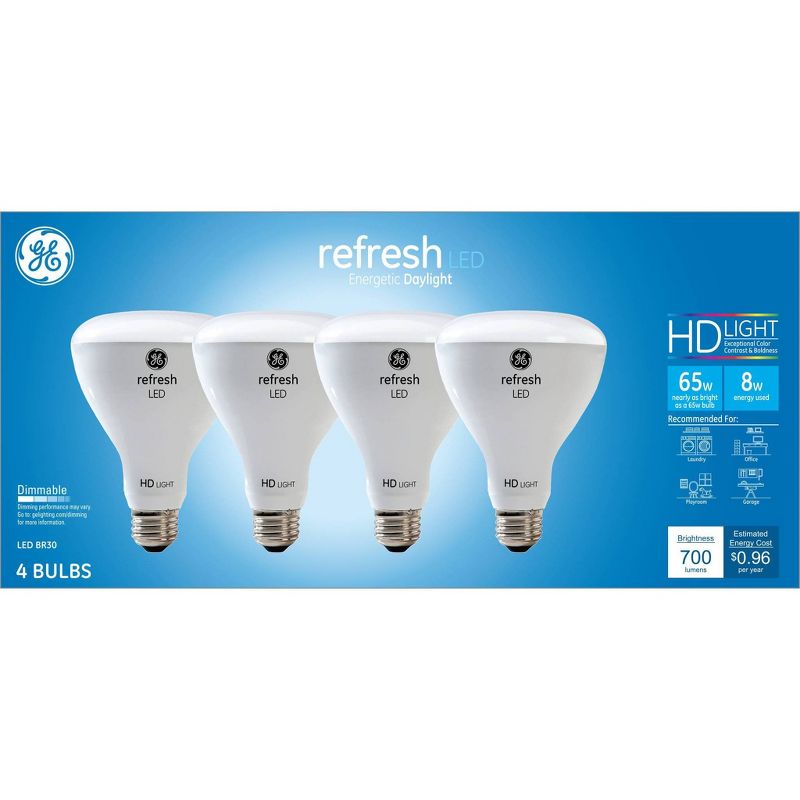 GE 4pk 8W 65W Equivalent Refresh LED HD Floodlights Indoor Use Daylight, 5 of 6