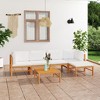 vidaXL Patio Lounge Set - 6 Piece Outdoor Furniture with Cream Cushions - Solid Teak Wood - Includes Corner & Middle Sofa, Table and Footrest. - 2 of 4
