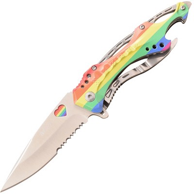 Mtech Usa Linerlock Spring Assisted Folding Knife, Rainbow Flame, Mt-a822rb  : Target