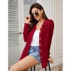Waffle Button Down Shirt Women Dressy Casual Knit Tops Long Sleeve Loose Fit Shacket with Pocket - 3 of 4
