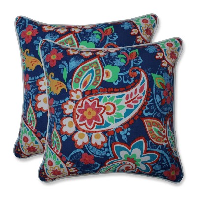 16.5" 2pk Paisley Party Throw Pillows Blue - Pillow Perfect