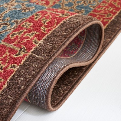 Rectangular Red Easy Care Stain-Resistant Area Rug