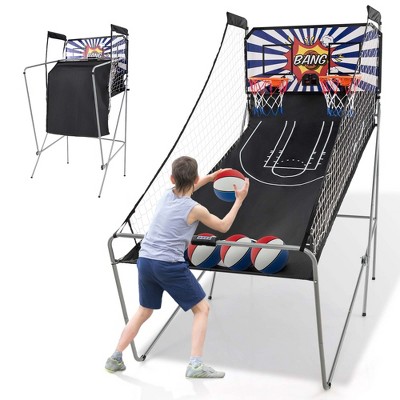 Costway Dual Shot Basketball Arcade Game with 8 Game Modes Electronic Scoring Blue/Green/Red/White