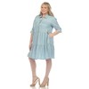 White Mark Plus Size Long Sleeve Tiered Midi Shirt Dress - 2 of 4