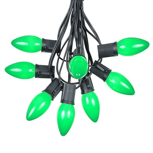 Novelty Lights 25 Feet C9 Green Christmas String Light Set, Ceramic ...