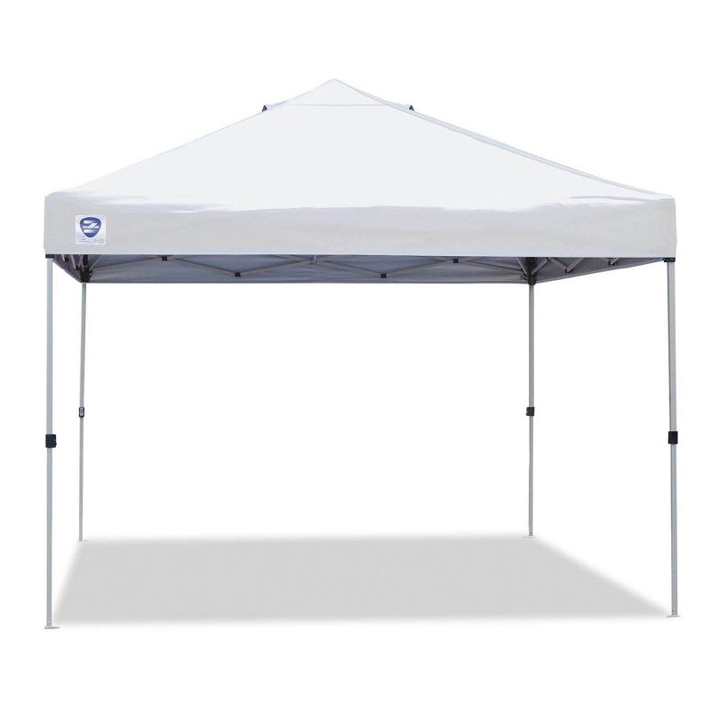 Z-Shade 10 x 10 Foot Straight Leg Canopy Tent with Push Button Locking System and 4 Pack of 5 Pound Plastic Concrete Filled Leg Weight Plates, White, 2 of 6