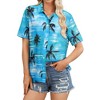 Nlife Womens Button Down Hawaiian Shirts Short Sleeve Floral Print Summer V Neck T-Shirt Casual Summer Beach Blouses Tops - 2 of 4