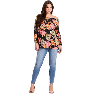 Avenue Women's Plus Size Convertible Peasant Top