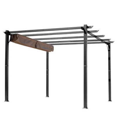 Charcoal Grey Aluminum Pergola with Retractable Canopy