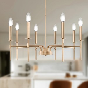 DORESshop 8-Light Modern Farmhouse Gold Chandelier for Dining Room Over Table,Hanging Ceiling Candle Chandeliers - 1 of 4