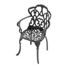 DOMETOUR Cast Aluminum Patio Dining Chair Set of 4 with Black Frame and Cushions in Random Colors - 4 of 4