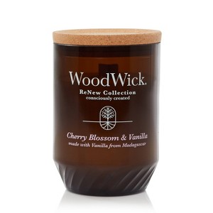 WoodWick ReNew Recycled Glass Cherry Blossom and Vanilla Candle 13oz - 1 of 4