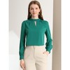 INSPIRE CHIC Women's Office Keyhole Elegant Stand Collar Long Sleeve Back Neck Button Blouse - 2 of 4