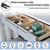 CAVINAS 3 In 1 Vanity Desk with Mirror Vanity with Plip Top Mirror, Power Outlet, Stool for Apartment, Bedroom - 4 of 4