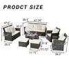 Outdoor 7 Pcs Patio Furniture Set, Rattan Sofa Set with Loveseat and Table, Sofas with Steel Frame and Water-Resistant PE Cushions-Coolbibila - 3 of 4