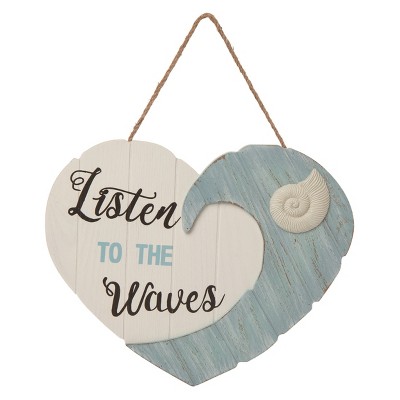 Transpac Wood 14.5" White Spring Beach Love Hanging Wall Decor