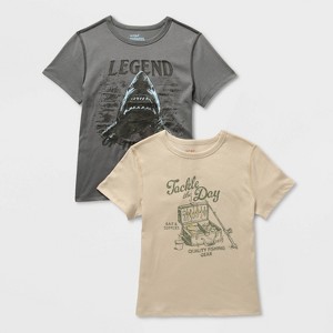 Paquete de 2 playeras de manga corta adaptables con gráfica para niños - Cat & Jack™ café/gris