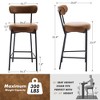 Counter Height Bar Stools Set of 2, 26 Inch Bar Stools Chairs with Back, Dining Chairs Thick Cushions and Metal Legs for Kitchen,Dining Room - 3 of 4