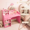 Kids Vanity Table and Chair Set with Mirror , Makeup Vanity Desk with Drawer and Open Storage Shelves, for Little Girls - 4 of 4