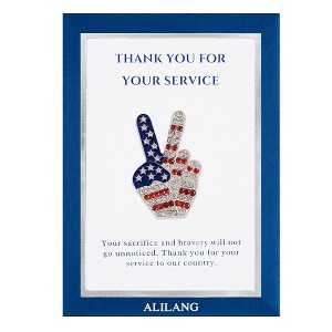 Anna-Kaci Flag Peace Sign Red White Blue Brooch Pin with Patriotic Gift Message Card & Envelope Jewelry Gifts - 1 of 4