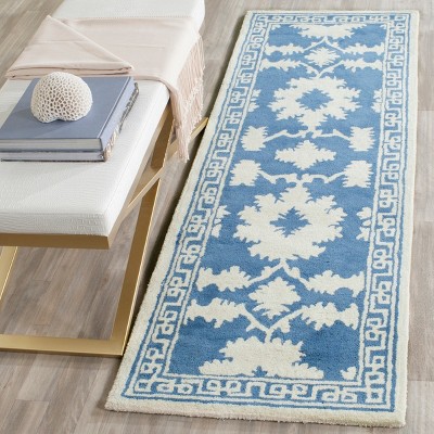 Bella Blue and Ivory Hand-Tufted Wool Runner Rug