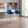 Okak 30 Inch Bar Stools Set of 2, Velvet Fabric Counter Stools with Golden Legs and Chrome Footrest, Simple High Bar Stools for Kitchen - 2 of 4