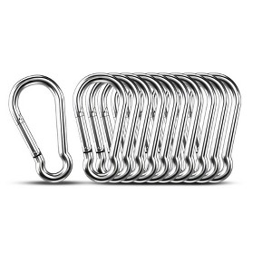 Itopfox Small Carabiner Clip Hooks 10pcs Heavy Duty Stainless Steel Spring Snap Hook for Camping Hiking Metal Clips for Rope Chain Keychain Keys - 1 of 4