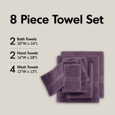 100% Cotton Solid Color Heavyweight Bath Towel Set, Anti-Microbial Certified Highly Absorbent Plushy Bath Towel