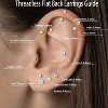 14K Gold Plated Flat Back CZ Stud Earrings for Cartilage, Tragus & Helix Piercings - 2 of 4