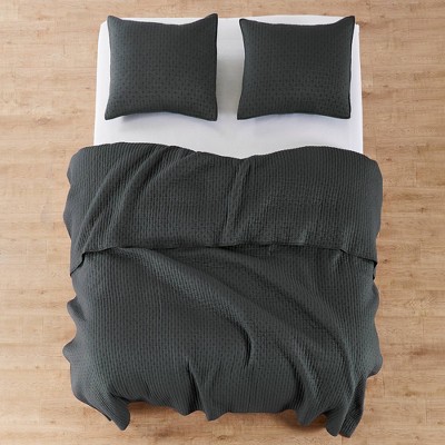 The Industrial Shop 3pc Queen Solid Quilt and Sham Bedding Set Dark Gray: Cotton Lightweight Rustic Style — фото 4