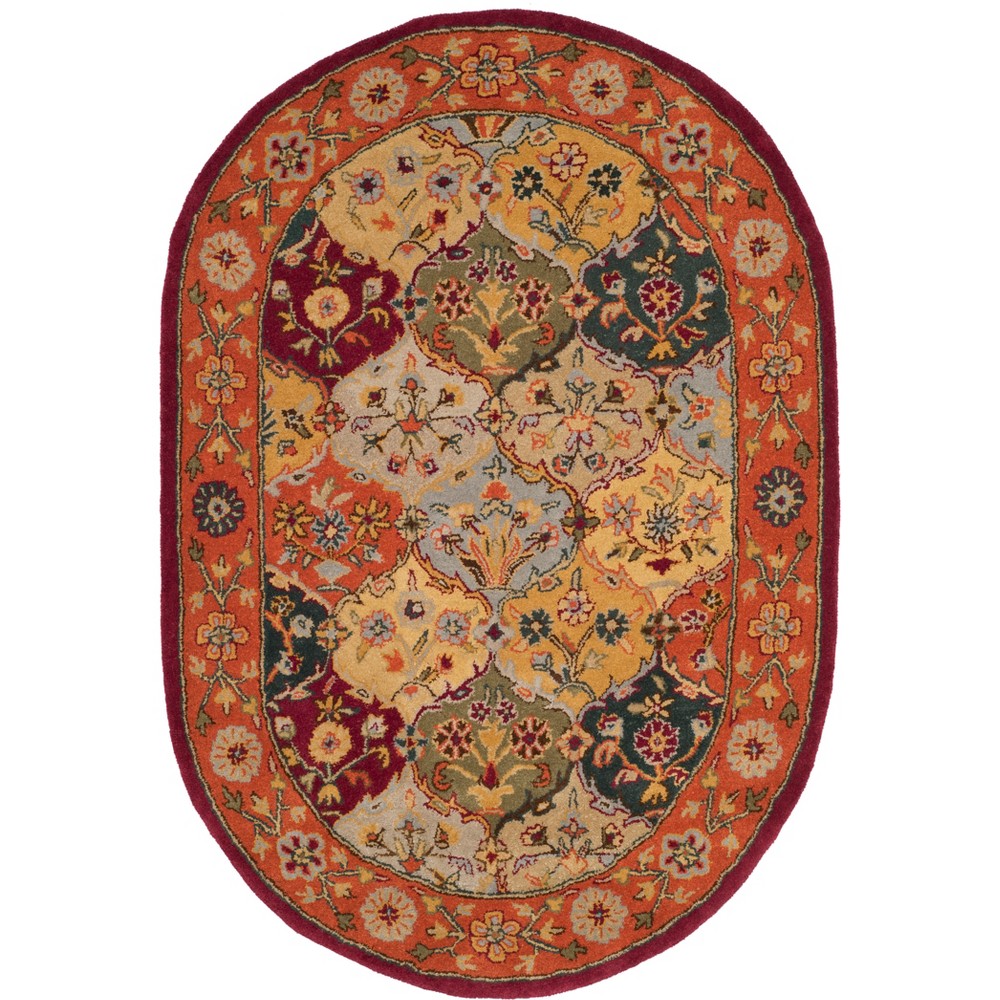 7'6inx9'6in Oval Floral Tufted Area Rug Red - Safavieh