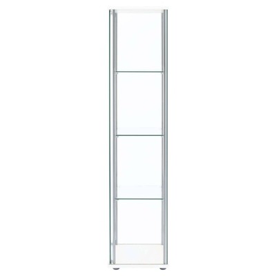 Sleek White and Chrome 4-Shelf Tall Curio Cabinet