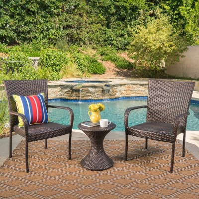 Newport 3pc Wicker Chat Set - Multibrown - Christopher Knight Home