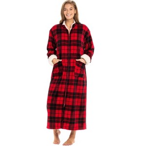 ADR Women's Zip Up Robe Fleece Soft Warm Plush Oversized Zipper Bathrobe - 1 of 3