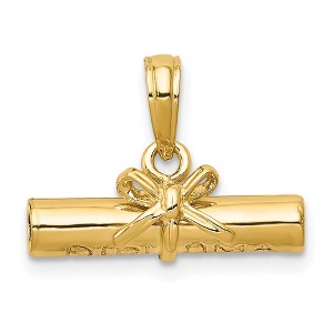 Black Bow Jewelry 14k Yellow Gold Three Dimensional Diploma Pendant, 17mm - 1 of 4