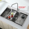 Cobbe Nano gray 33" Multifunctional Drop-in Workstation Kitchen Sink, Stainless Steel Modern Single Bowl Kitchen Sink with Accessories - 3 of 4