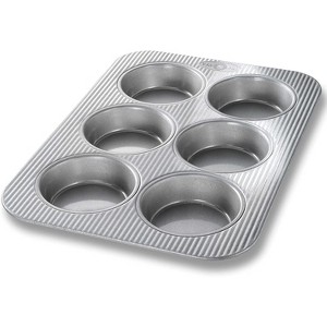 USA Pan Bakeware Mini Round Cake Pans, 6 Well, Nonstick & Quick Release Coating,  Aluminized Steel - 1 of 4